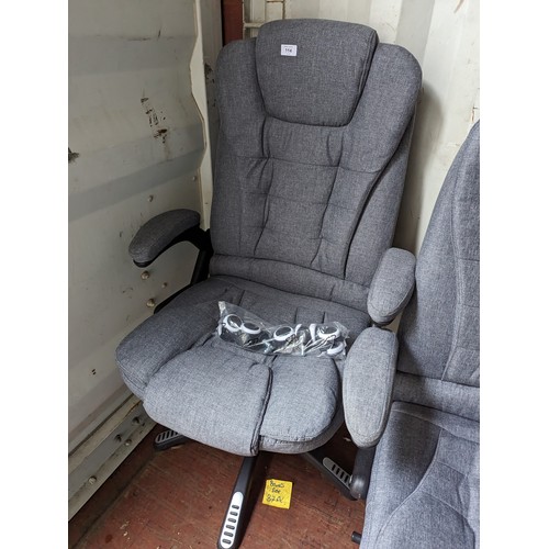 114 - Quality grey fabric office chair, fully adjustable. New and unused.