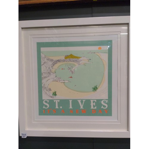 520A - Susie Brooks 'St. Ives It's a New Day' art print, mounted and framed 77.5 x 77.5cm