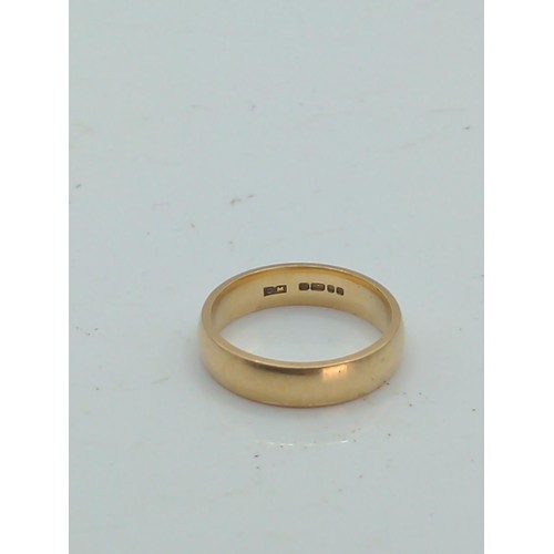 657 - 9ct gold hallmarked wedding band, size N, gross weight 4.31 grams