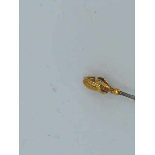 661 - Hat pin with 9ct gold terminal hallmarked for Charles Horner Chester