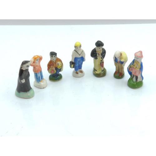 693 - Seven Victorian miniature ceramic figures, approx. 35mm height