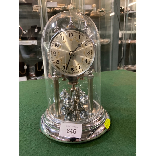 846 - Modern glass globe clock made in Germany . H 22cm