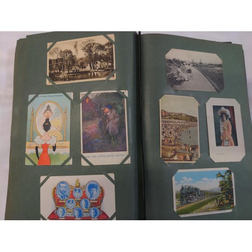 648 - Large green album of vintage postcards, (400+ postcards)