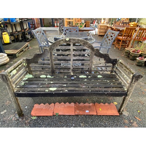 1 - Lutyens teak garden bench. W152cm