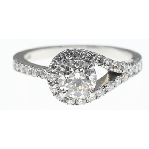 45 - Platinum and diamond ring, the diamonds together weighing approximately 1.53 carats, marked 950, siz... 