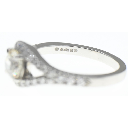 45 - Platinum and diamond ring, the diamonds together weighing approximately 1.53 carats, marked 950, siz... 