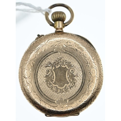 58 - 14ct gold cased ladies French pocket watch, with brass internal cover, case diameter 32mm, gross wei... 