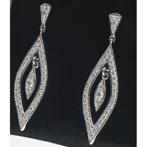 68 - Pair of 18ct white gold and diamond pendant earrings, length 35mm, gross weight 5.5 grams