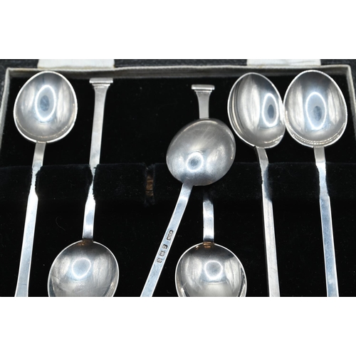 162 - Cased set of six silver seal top coffee spoons, William Hair Haseler, Birmingham 1933, gross weight ... 