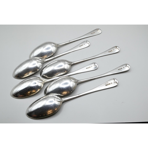 174 - Set of six silver Old English pattern dessert spoons, Francis Stebbings, London 1918, initial to ter... 