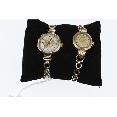 57 - Two watches: Timor with 9ct gold case and bracelet, gross weight 19.3 grams, and a 9ct gold cased wa... 