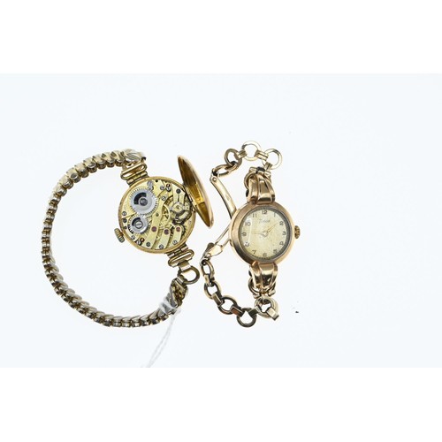 57 - Two watches: Timor with 9ct gold case and bracelet, gross weight 19.3 grams, and a 9ct gold cased wa... 