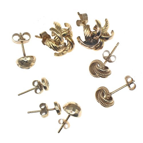 61 - Four pairs of 9ct gold earrings, gross weight 3.8 grams