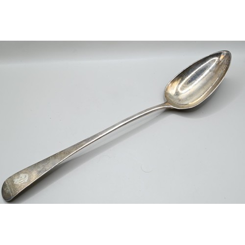 158 - George III silver Old English pattern serving spoon, Peter & William Bateman, London 1813, initi... 