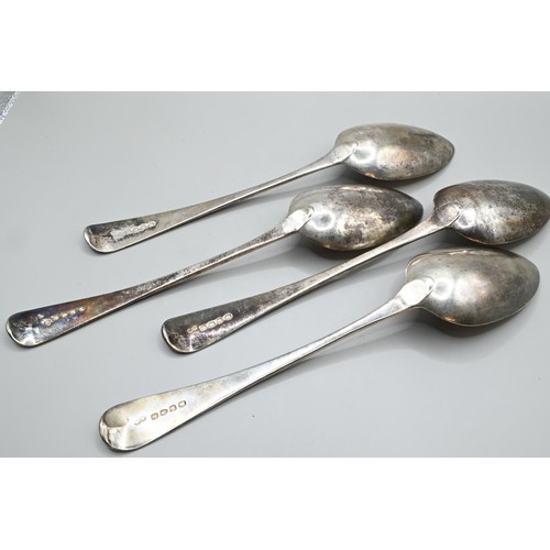 159 - Four George III Old English pattern silver table spoons, William Bateman I, London 1816, initialled,... 