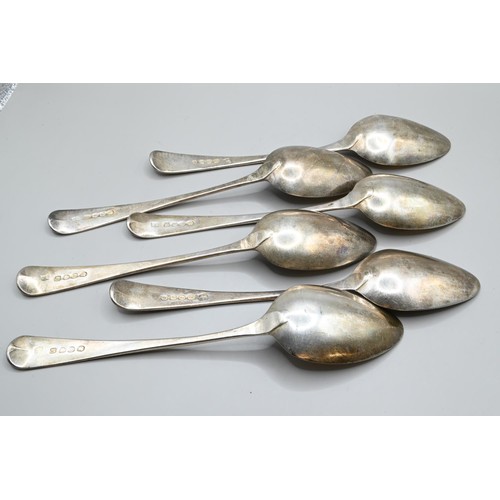 160 - Set of six George III Old English pattern silver dessert spoons, Peter & William Bateman, London... 