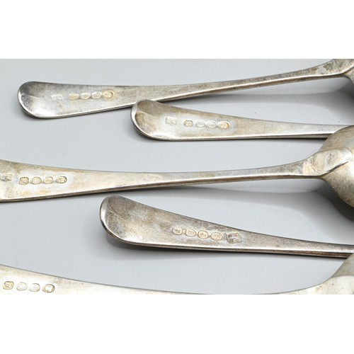 160 - Set of six George III Old English pattern silver dessert spoons, Peter & William Bateman, London... 