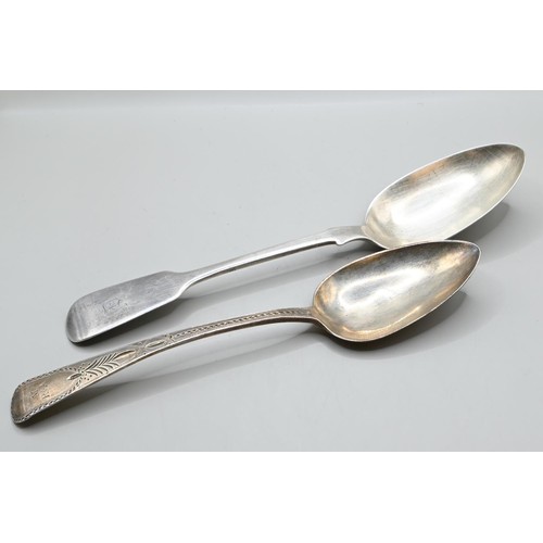 173 - Two Exeter silver serving spoons, including George III bright-cut by Richard Ferris 1805 and Victori... 