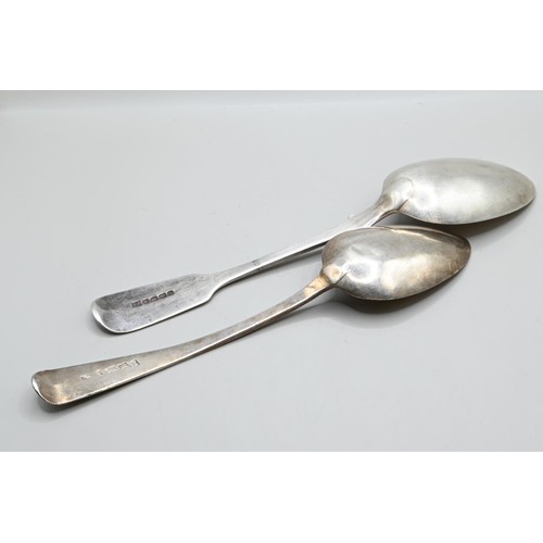 173 - Two Exeter silver serving spoons, including George III bright-cut by Richard Ferris 1805 and Victori... 