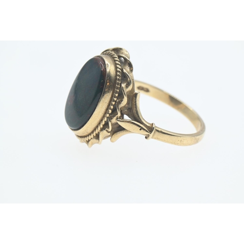 52A - 9ct gold and bloodstone ring, size P1/2, gross weight 5.4 grams