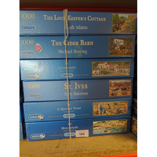 104 - 6 x 1000 piece Gibsons jigsaw puzzles