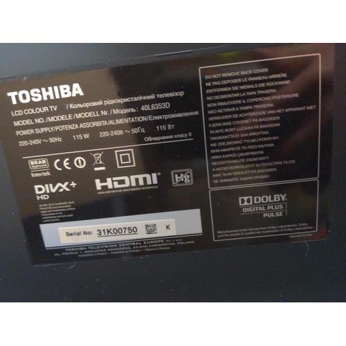 6 - Toshiba LCD TV with remote and instructions 40L6353D