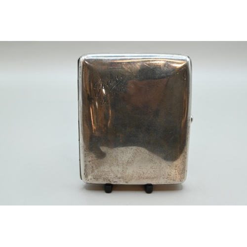 180 - Edwardian silver cigarette case, William Neale & Sons, Chester 1902, the front engraved 'Jo... 