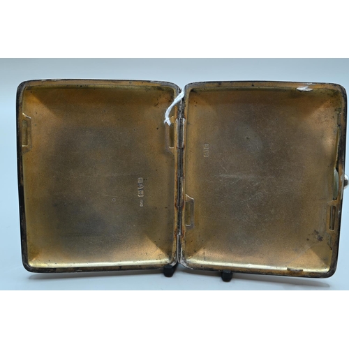 180 - Edwardian silver cigarette case, William Neale & Sons, Chester 1902, the front engraved 'Jo... 