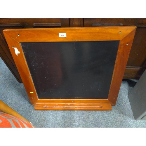 534 - Wood framed chalk board (possibly black glass) 68 x 61cm