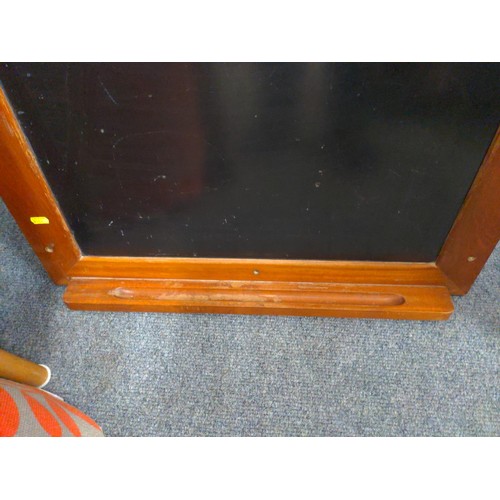 534 - Wood framed chalk board (possibly black glass) 68 x 61cm