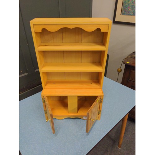 537 - Toy pine dresser with refectory table and benches, dresser H57cm x W34cm x D14cm