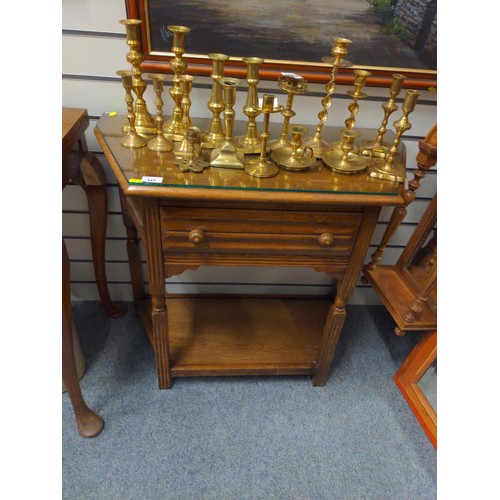 545 - Oak hall table with single drawer and lower shelf W79 x D37 x H73cm