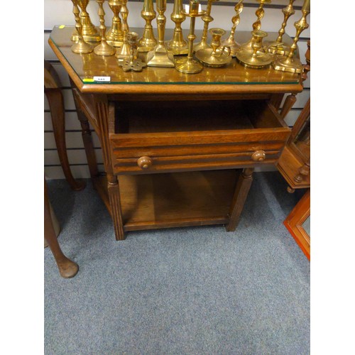 545 - Oak hall table with single drawer and lower shelf W79 x D37 x H73cm