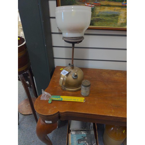 548 - Vintage Tilley Lamp with brass base, glass shade and some spares, Vapouriser part no. 169 plus some ... 