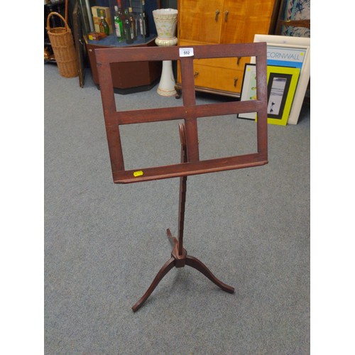 552 - Adjustable wooden music stand, fully extended height 154cm