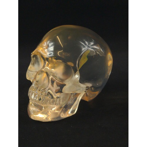 632A - Solid resin life size skull by Design Studio, height 14cm, 2.15kg