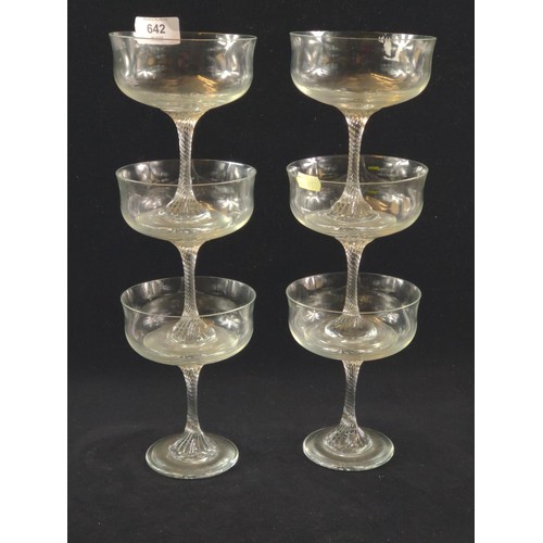 642 - Six twisted stem glacé / dessert glasses