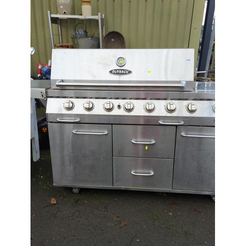 248A - Outback OUT370592 Signature 6 Burner BBQ. With internal grill and electric rotisserie, includes a si... 