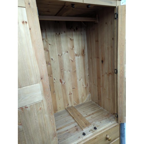 248D - Large pine quad wardrobe with 2 lower drawers. Comes into 5 pieces. W173cm D62cm H189cm