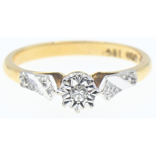 1030 - 18ct gold and diamond solitaire ring, size L1/2, gross weight 2.7 grams