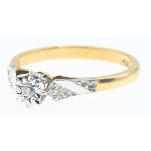 1030 - 18ct gold and diamond solitaire ring, size L1/2, gross weight 2.7 grams