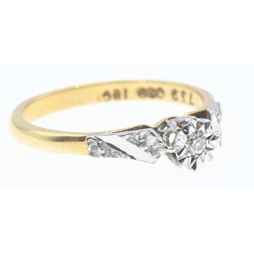 1030 - 18ct gold and diamond solitaire ring, size L1/2, gross weight 2.7 grams