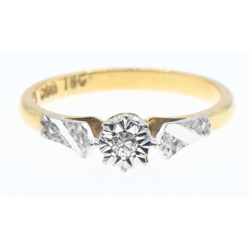 1030 - 18ct gold and diamond solitaire ring, size L1/2, gross weight 2.7 grams