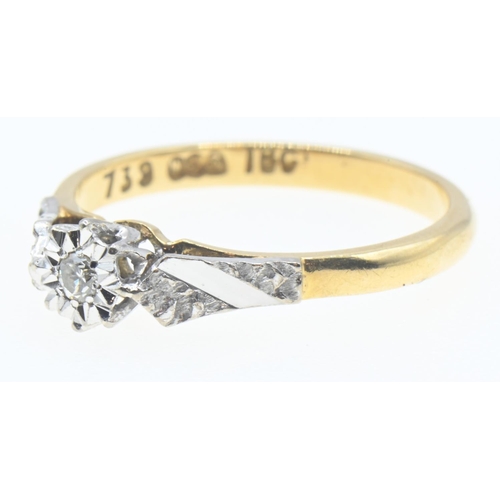 1030 - 18ct gold and diamond solitaire ring, size L1/2, gross weight 2.7 grams