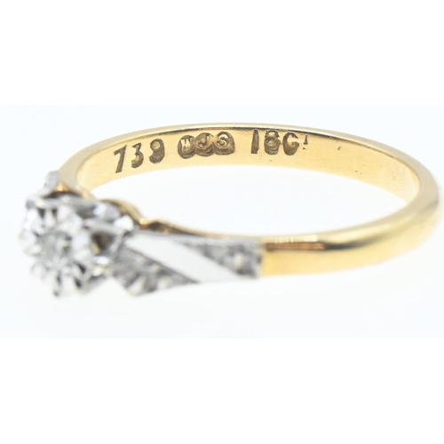 1030 - 18ct gold and diamond solitaire ring, size L1/2, gross weight 2.7 grams