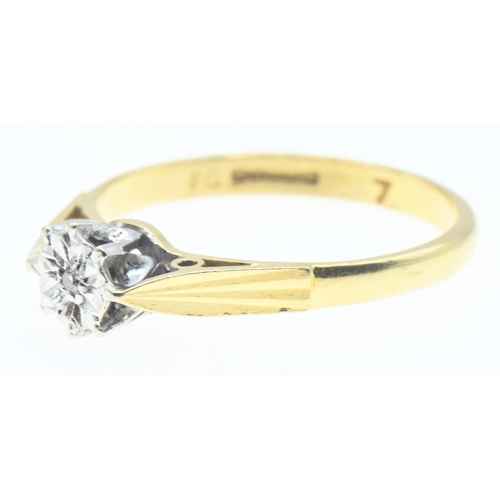 1033 - 18ct gold and diamond solitaire ring, size K1/2, gross weight 2.1 grams