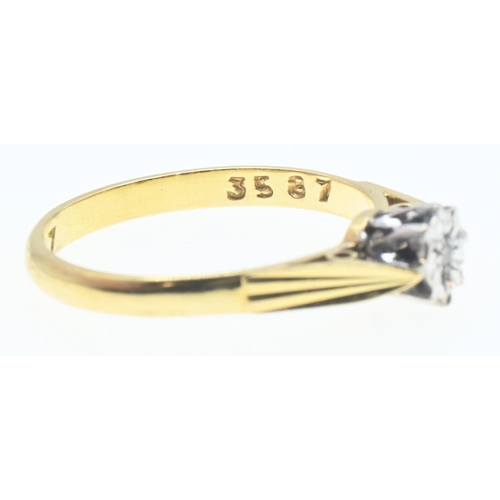 1033 - 18ct gold and diamond solitaire ring, size K1/2, gross weight 2.1 grams