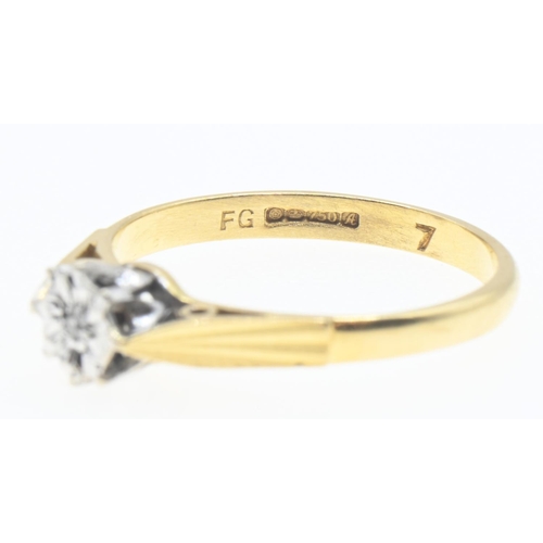 1033 - 18ct gold and diamond solitaire ring, size K1/2, gross weight 2.1 grams