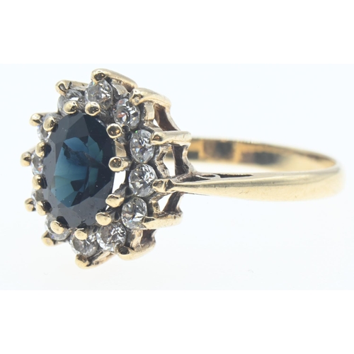 1034 - 9ct gold, sapphire and CZ ring, size L1/2, gross weight 2.4 grams