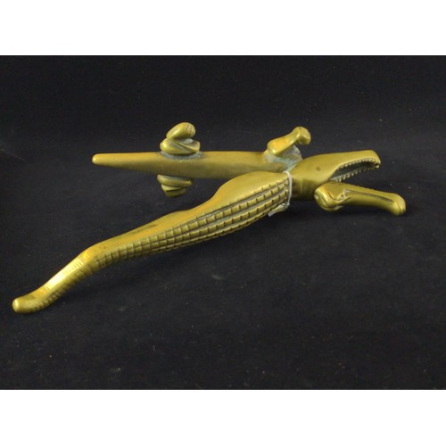 549A - Novelty brass crocodile nut cracker, length 34cm